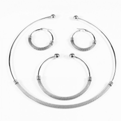 Stainless steel jewelry set Collar necklace and earrings and bracelet