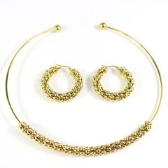 Stainless steel jewelry set Collar necklace and earrings