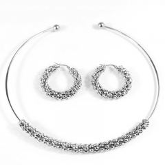 Stainless steel jewelry set Collar necklace and earrings