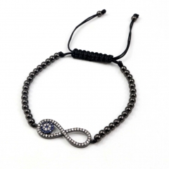 Stainless steel beads adjustable copper inlaid zircon  bracelet wholesale