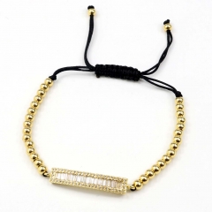 Stainless steel beads adjustable copper inlaid zircon  bracelet wholesale