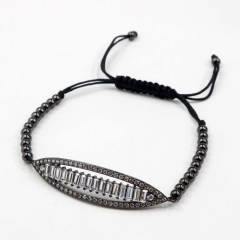Stainless steel beads adjustable copper inlaid zircon  bracelet wholesale