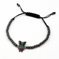 Stainless steel beads adjustable copper inlaid zircon  bracelet wholesale