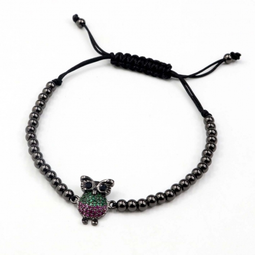 Stainless steel beads adjustable copper inlaid zircon  bracelet wholesale
