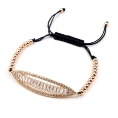 Stainless steel beads adjustable copper inlaid zircon  bracelet wholesale