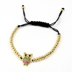 Stainless steel beads adjustable copper inlaid zircon  bracelet wholesale