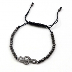 Stainless steel beads adjustable copper inlaid zircon  bracelet wholesale