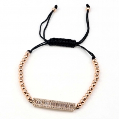 Stainless steel beads adjustable copper inlaid zircon  bracelet wholesale