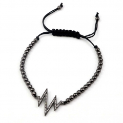 Stainless steel beads adjustable copper inlaid zircon  bracelet wholesale