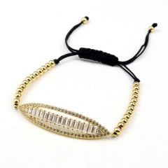 Stainless steel beads adjustable copper inlaid zircon  bracelet wholesale