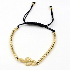 Stainless steel beads adjustable copper inlaid zircon  bracelet wholesale