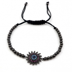 Stainless steel beads adjustable copper inlaid zircon  bracelet wholesale