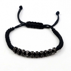 Stainless steel beads adjustable copper inlaid zircon  bracelet wholesale
