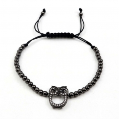 Stainless steel beads adjustable copper inlaid zircon  bracelet wholesale