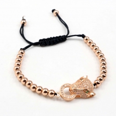 Stainless steel beads adjustable copper inlaid zircon  bracelet wholesale