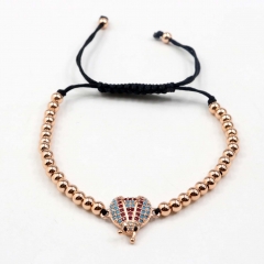 Stainless steel beads adjustable copper inlaid zircon  bracelet wholesale