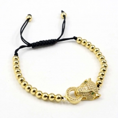Stainless steel beads adjustable copper inlaid zircon  bracelet wholesale