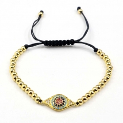 Stainless steel beads adjustable copper inlaid zircon  bracelet wholesale