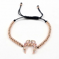 Stainless steel beads adjustable copper inlaid zircon  bracelet wholesale