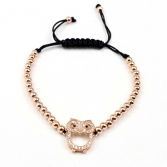 Stainless steel beads adjustable copper inlaid zircon  bracelet wholesale