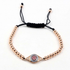 Stainless steel beads adjustable copper inlaid zircon  bracelet wholesale