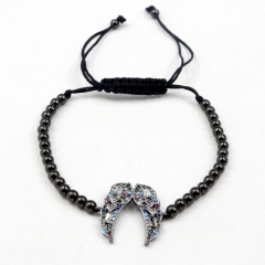 Stainless steel beads adjustable copper inlaid zircon  bracelet wholesale