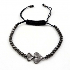 Stainless steel beads adjustable copper inlaid zircon  bracelet wholesale