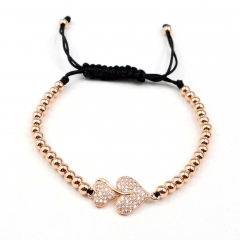 Stainless steel beads adjustable copper inlaid zircon  bracelet wholesale