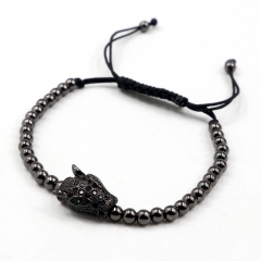 Stainless steel beads adjustable copper inlaid zircon  bracelet wholesale