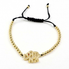Stainless steel beads adjustable copper inlaid zircon  bracelet wholesale