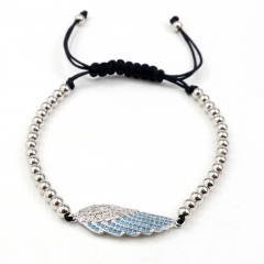 Stainless steel beads adjustable copper inlaid zircon  bracelet wholesale