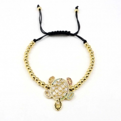Stainless steel beads adjustable copper inlaid zircon  bracelet wholesale