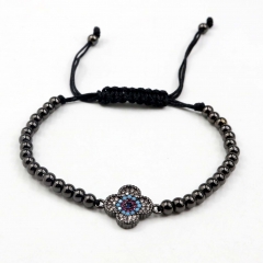 Stainless steel beads adjustable copper inlaid zircon  bracelet wholesale