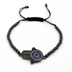 Stainless steel beads adjustable copper inlaid zircon  bracelet wholesale