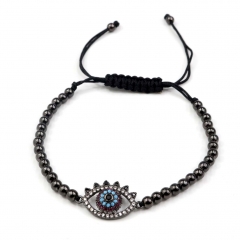 Stainless steel beads adjustable copper inlaid zircon  bracelet wholesale