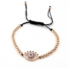 Stainless steel beads adjustable copper inlaid zircon  bracelet wholesale