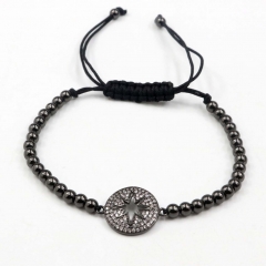 Stainless steel beads adjustable copper inlaid zircon  bracelet wholesale