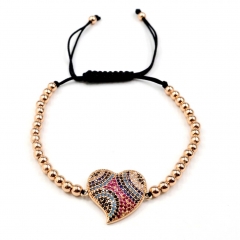Stainless steel beads adjustable copper inlaid zircon  bracelet wholesale