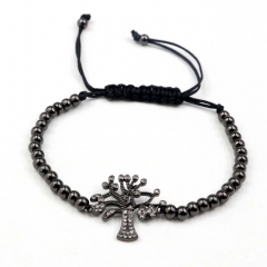 Stainless steel beads adjustable copper inlaid zircon  bracelet wholesale
