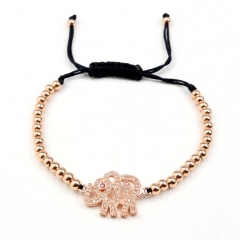 Stainless steel beads adjustable copper inlaid zircon  bracelet wholesale