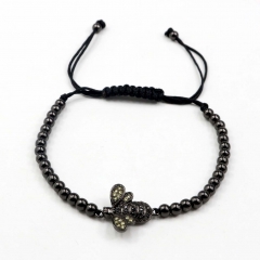 Stainless steel beads adjustable copper inlaid zircon  bracelet wholesale