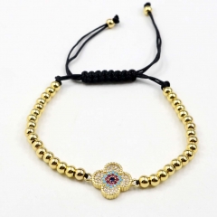Stainless steel beads adjustable copper inlaid zircon  bracelet wholesale
