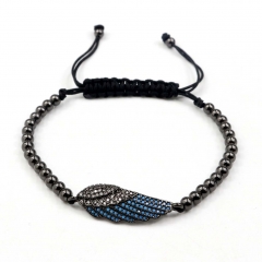 Stainless steel beads adjustable copper inlaid zircon  bracelet wholesale
