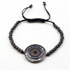 Stainless steel beads adjustable copper inlaid zircon  bracelet wholesale