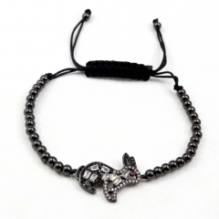 Stainless steel beads adjustable copper inlaid zircon  bracelet wholesale