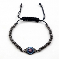Stainless steel beads adjustable copper inlaid zircon  bracelet wholesale