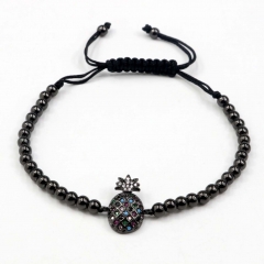 Stainless steel beads adjustable copper inlaid zircon  bracelet wholesale