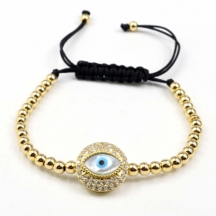 Stainless steel beads adjustable copper inlaid zircon  bracelet wholesale