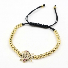 Stainless steel beads adjustable copper inlaid zircon  bracelet wholesale