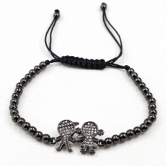 Stainless steel beads adjustable copper inlaid zircon  bracelet wholesale